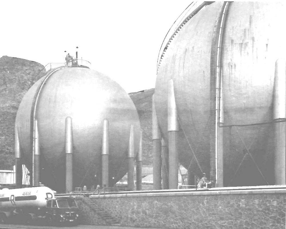 Image of an old refinery in a black and white photo