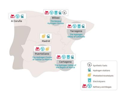 Renewable energy assets map of Spain 