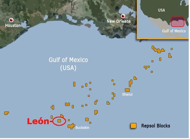 Map of location where oil discovery was made in the United States' Gulf of Mexico 