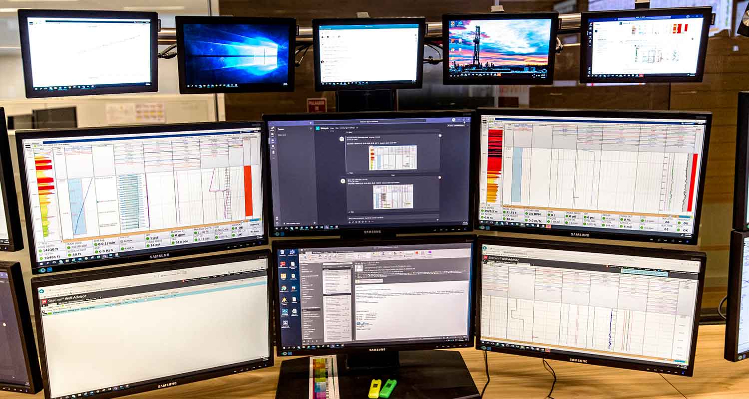 Data shown on creens in a control room