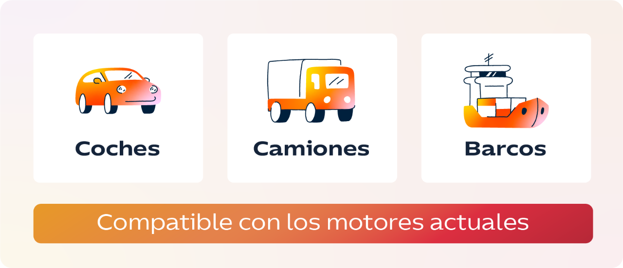 infografia con medios de transporte compatibles con los motores actuales