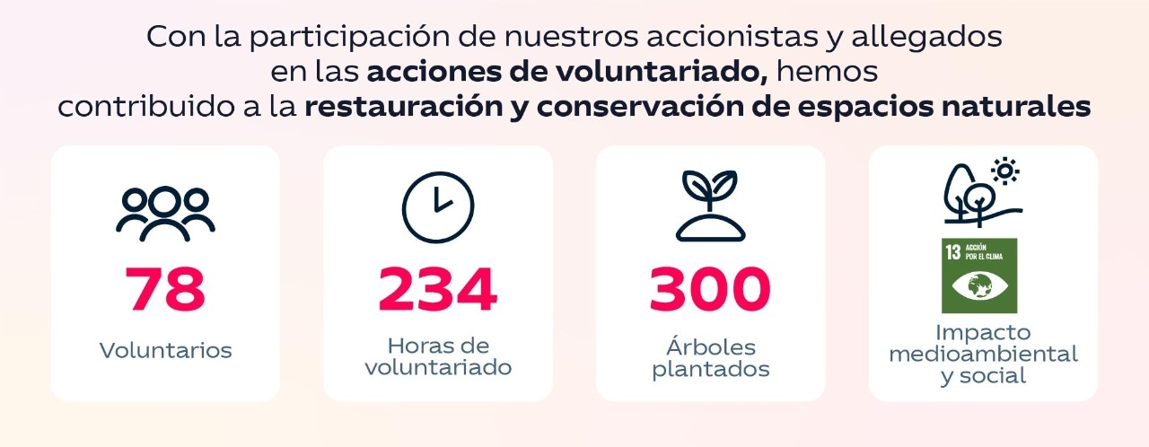 una infografia con datos clave sobre la actividad de voluntariado