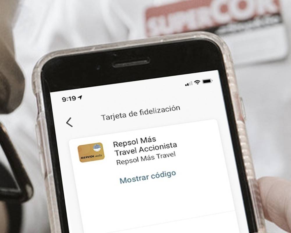 Repsol más card on a smartphone