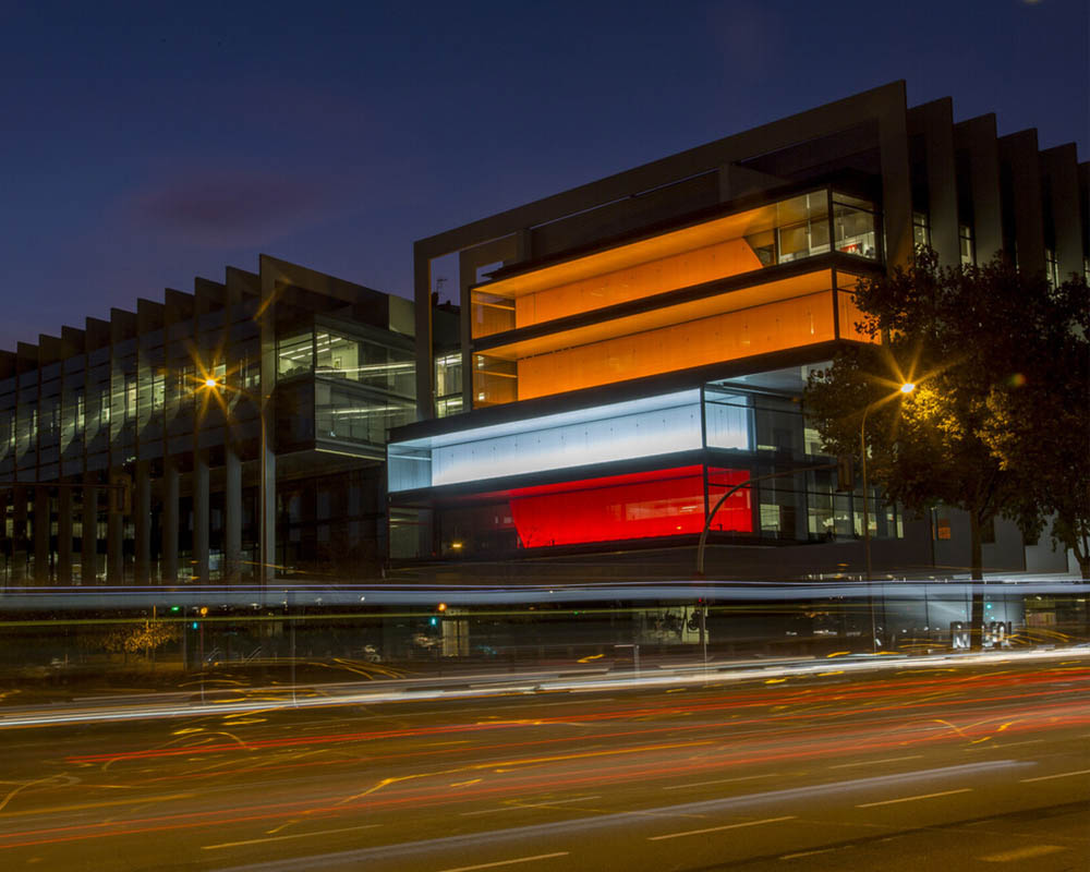 The Repsol Campus at night