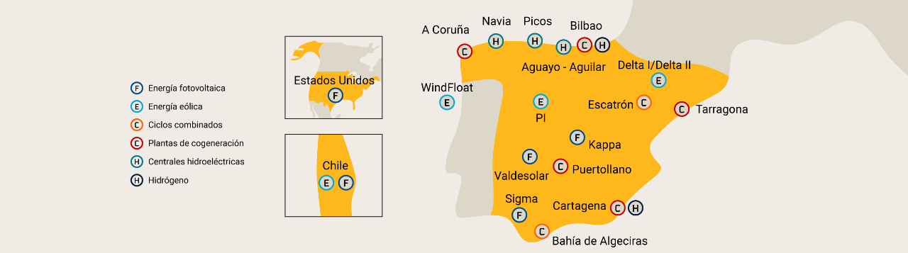 Map with Repsol&apos;s electricity generation assets