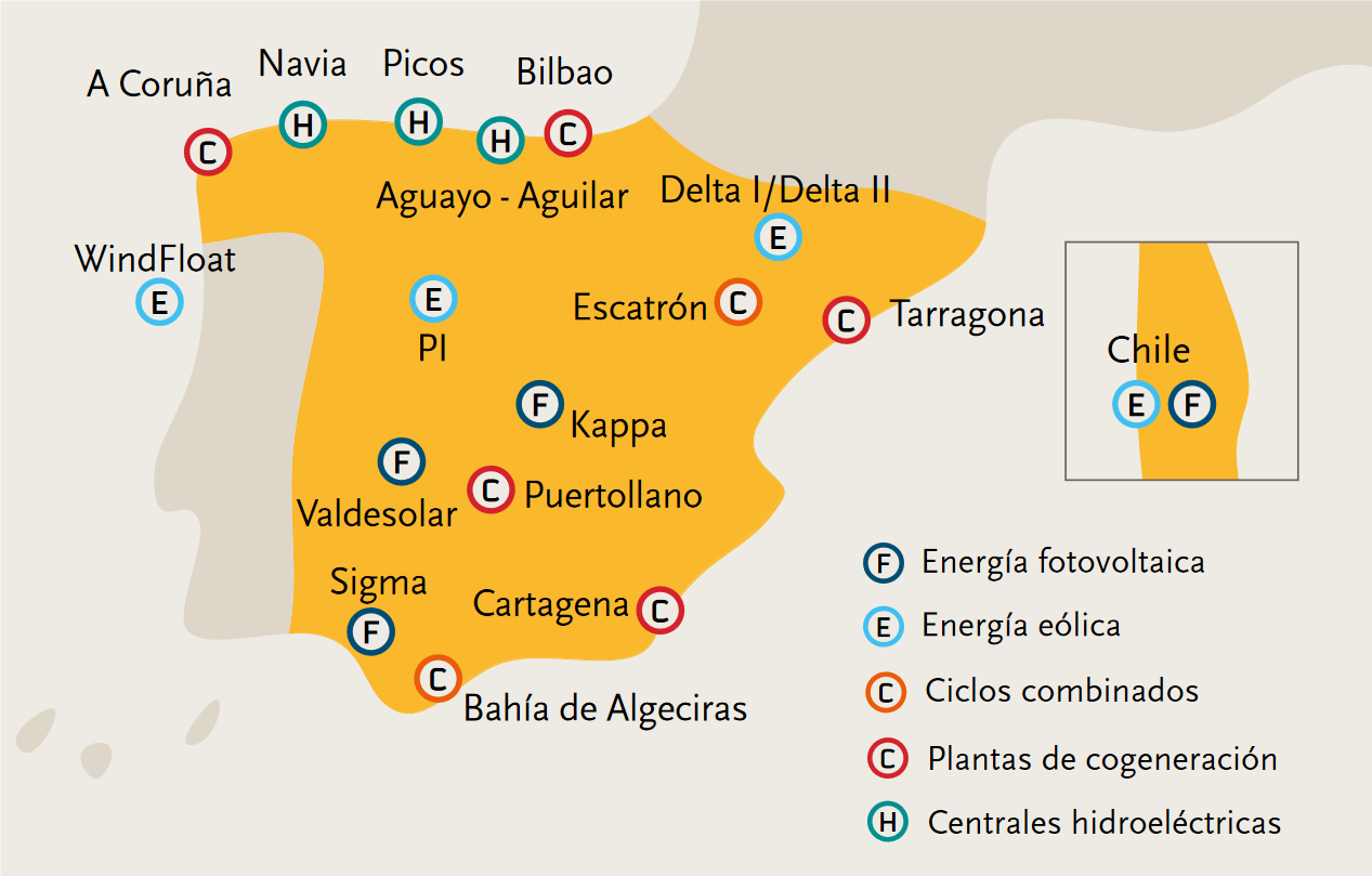 Map with Repsol&apos;s electricity generation assets