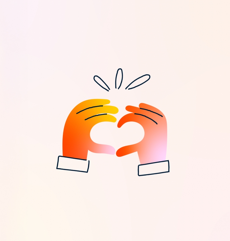 Microillustration of hands making the shape of a heart