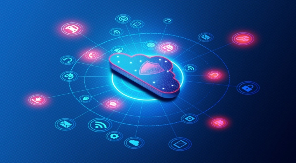 Una nube con muchos datos ilustrando Cloud Computing
