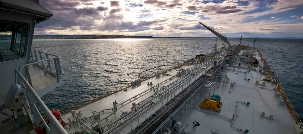 Bunker vessel at sea