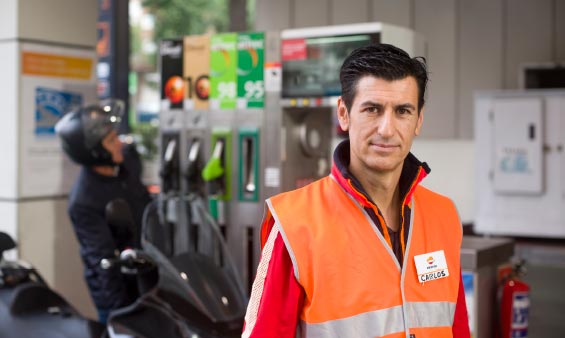 Repsol employee at service station