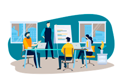 Illustration of a group of people in a training course