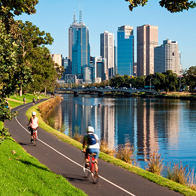 Imagen de una vía ciclista en Melbourne