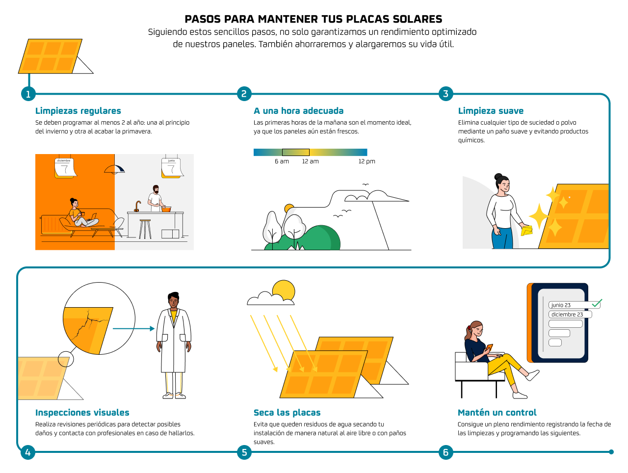 pasos para mantener placas solares