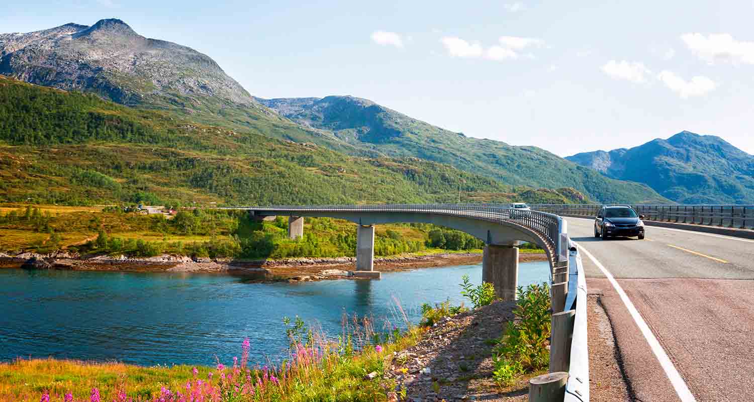 Car crossing a bridge