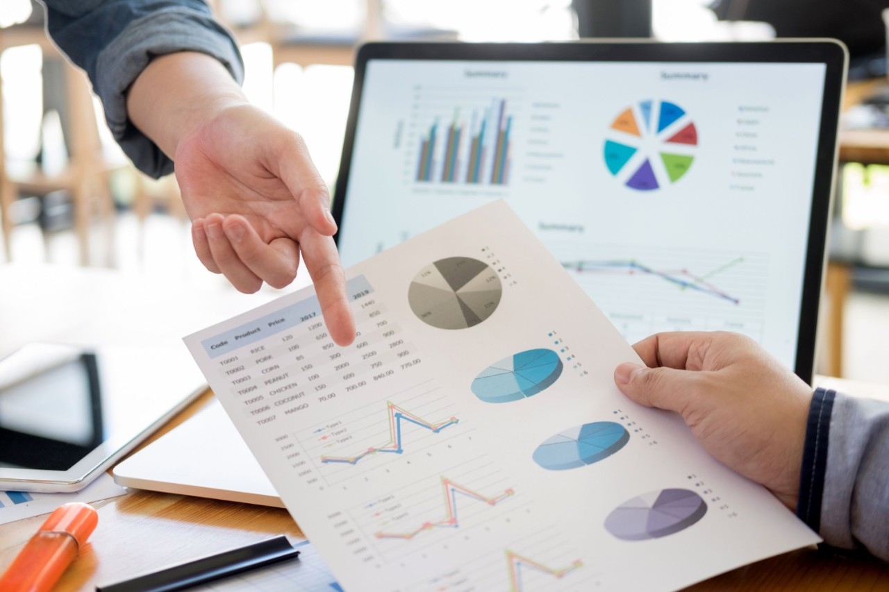 Charts showing data on a piece of paper