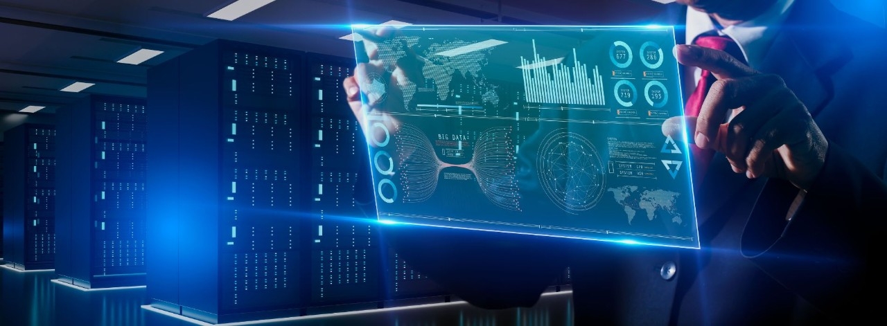 Futuristic representation of data-driven KPI dashboard