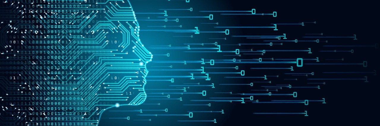 digital drawing of a face and binary coding