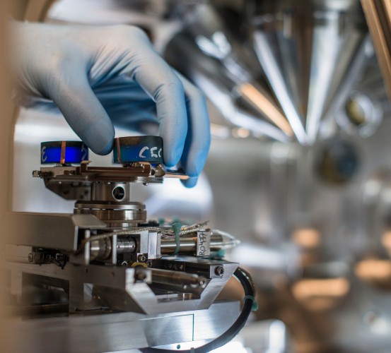 Close-up of a machine in a lab