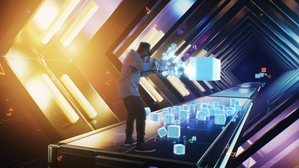 A person in a virtual environment