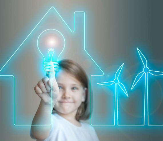 niña con neones iluminados simbolizando la energia primaria