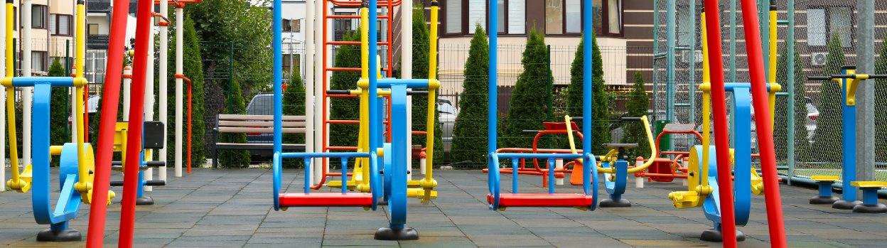 A playground with swings