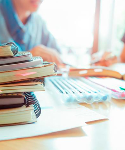 A person sitting at a desk