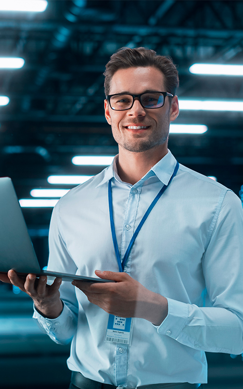 A young worker with his laptop