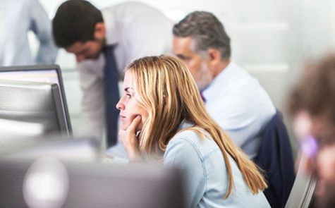 Employees working at their computers