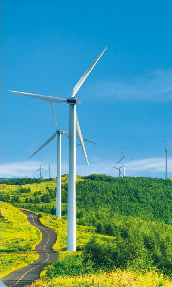 wind energy turbines in a field