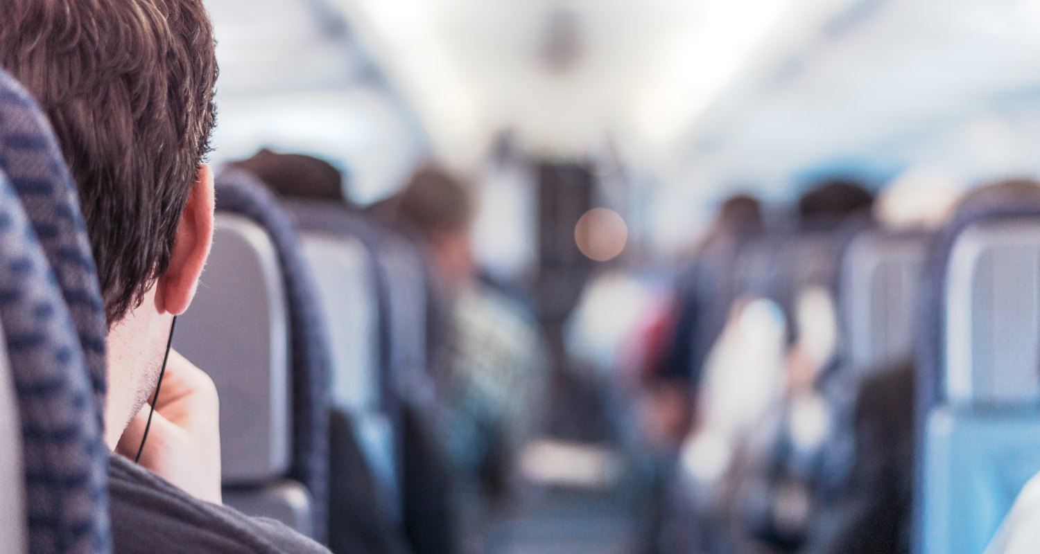 Passengers seated on an aircraft