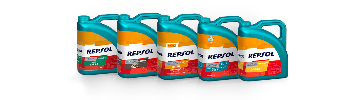 Repsol lubricants container packaging