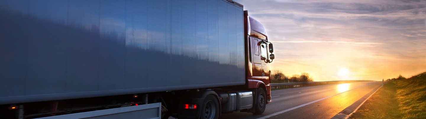 A semi-truck on the highway