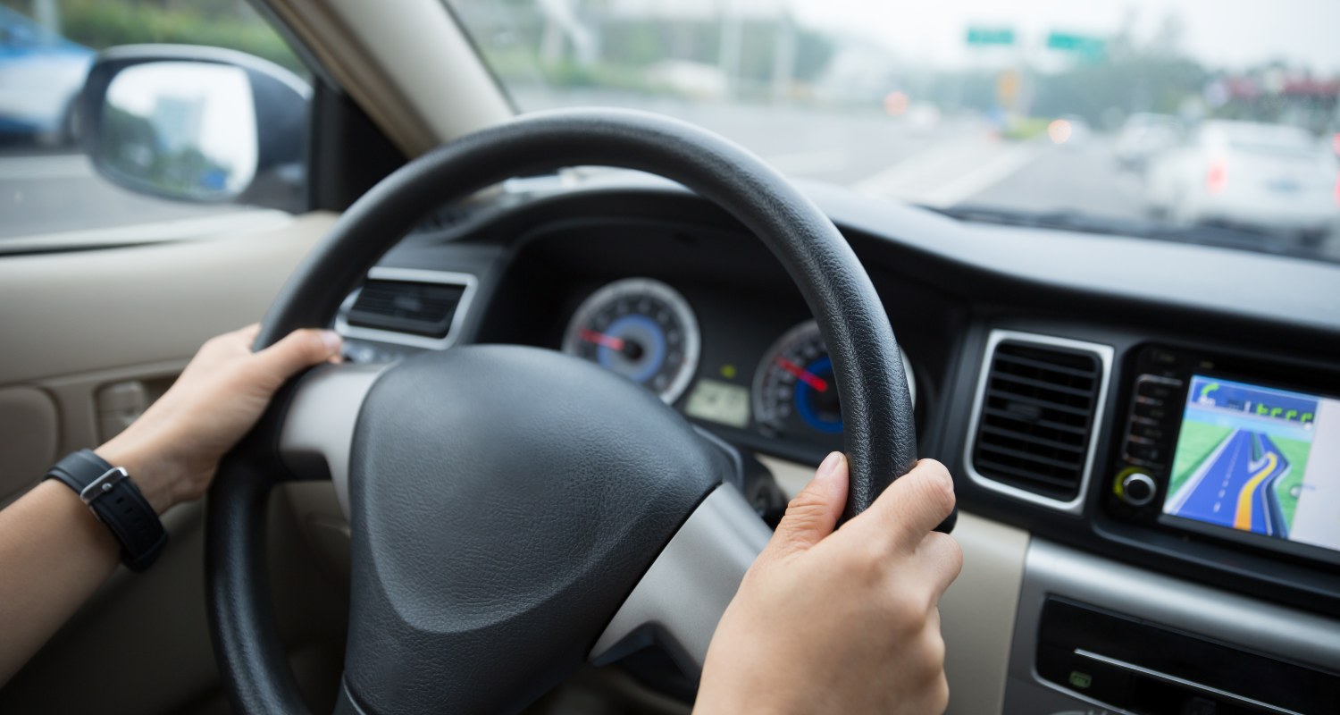 Detail of a car steering wheel