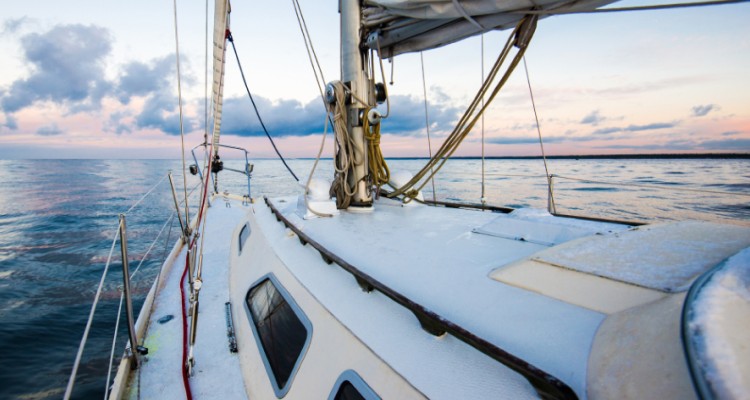 A sail boat at sea