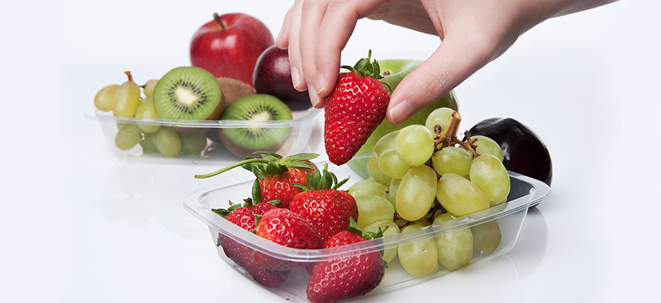Shot of fruit in plasti packaging 