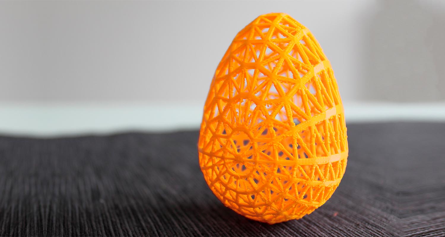 Vista de un huevo hecho con impresión 3D