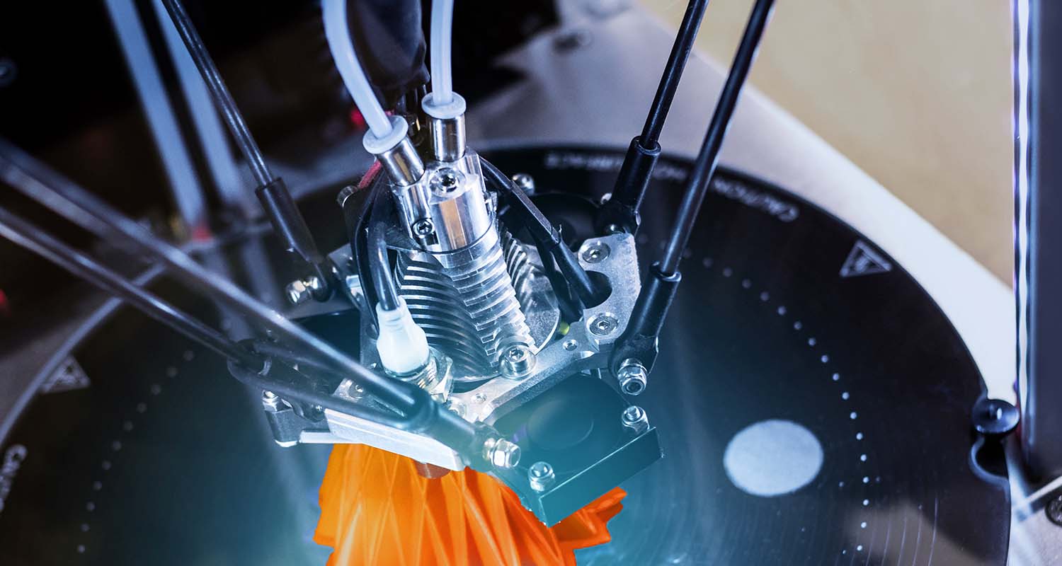 Close-up of a 3D printer in action