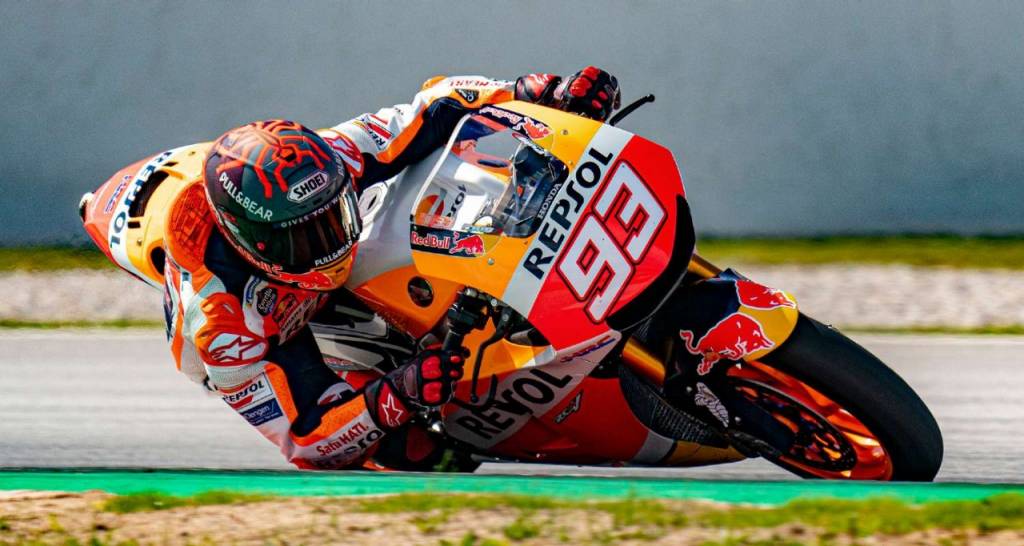 Marc Marquez riding his Repsol Honda Team MotoGP bike