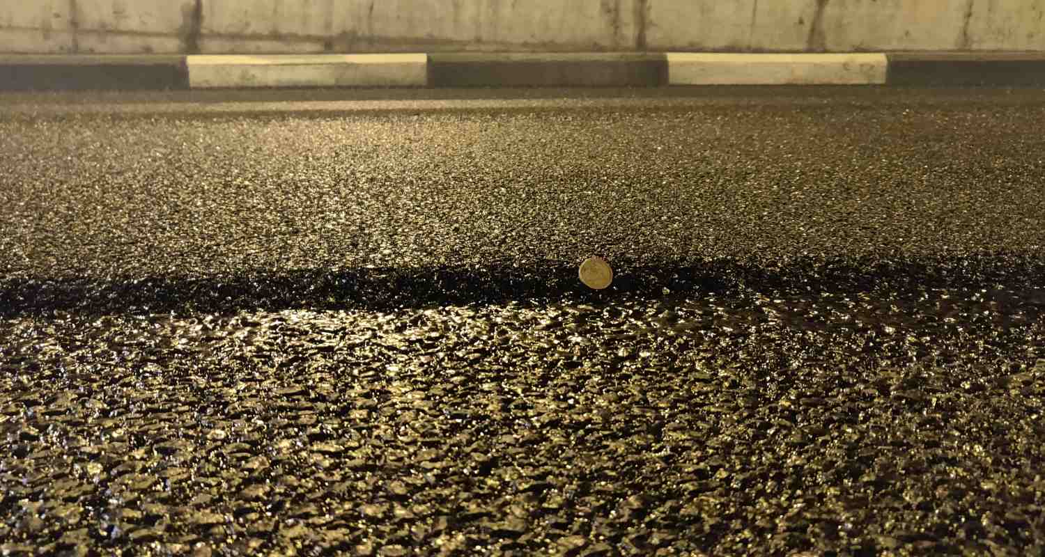 View of the asphalt on a road