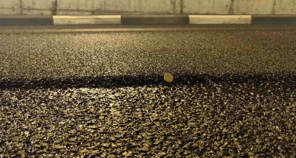 Detailed view of the asphalt of a road