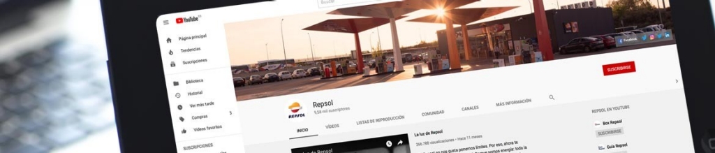 La pantalla de una tablet mostrando el canal de Youtube de Repsol 