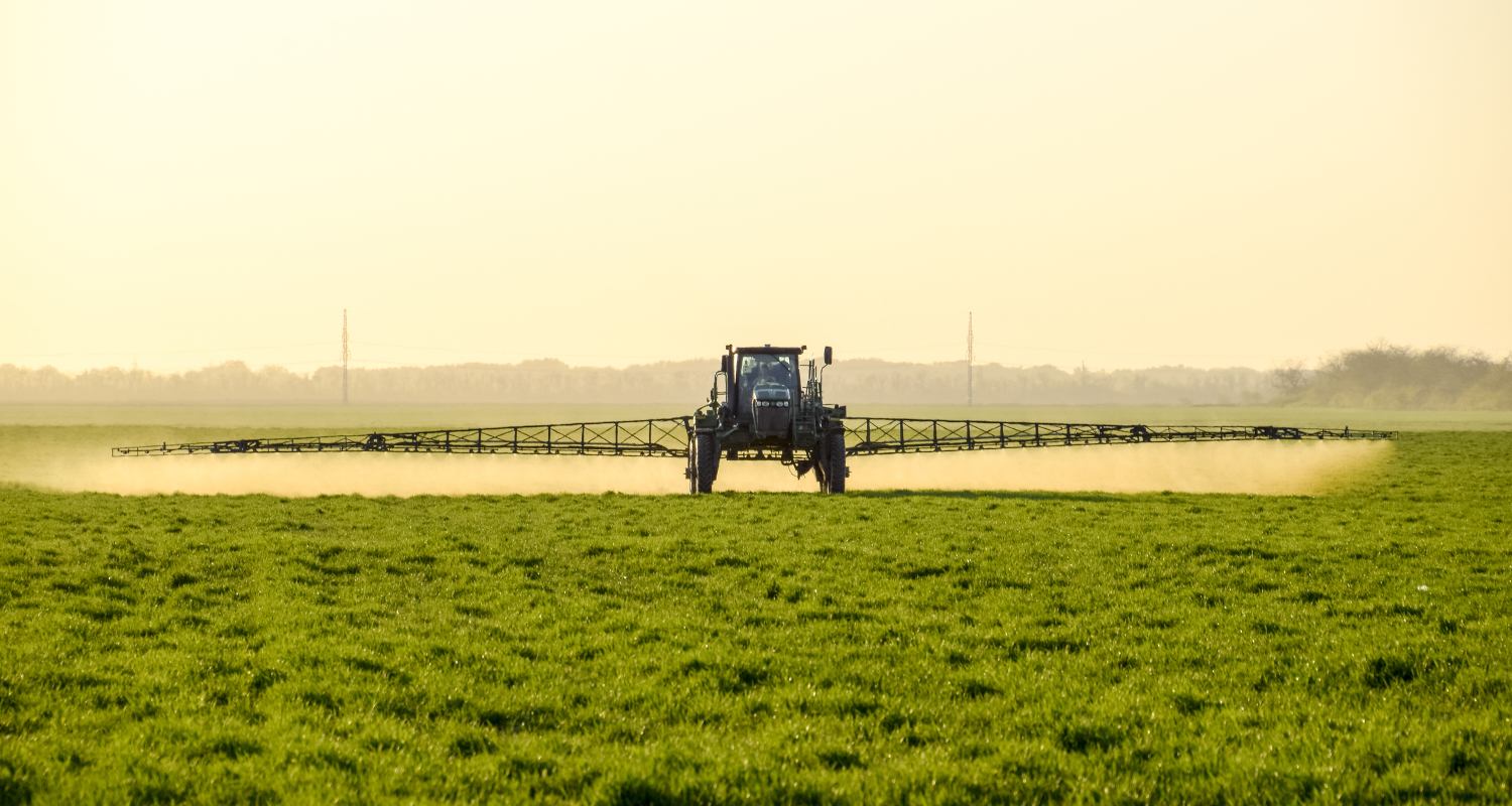 Tractor working on a crop field