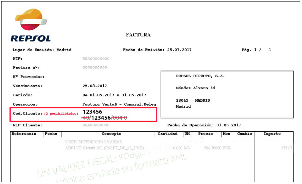 factura gasóleos