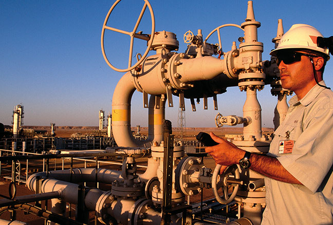 Operario en las instalaciones de Repsol en Tin-Fouye