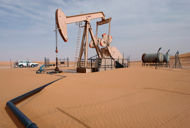 An oil well in the desert