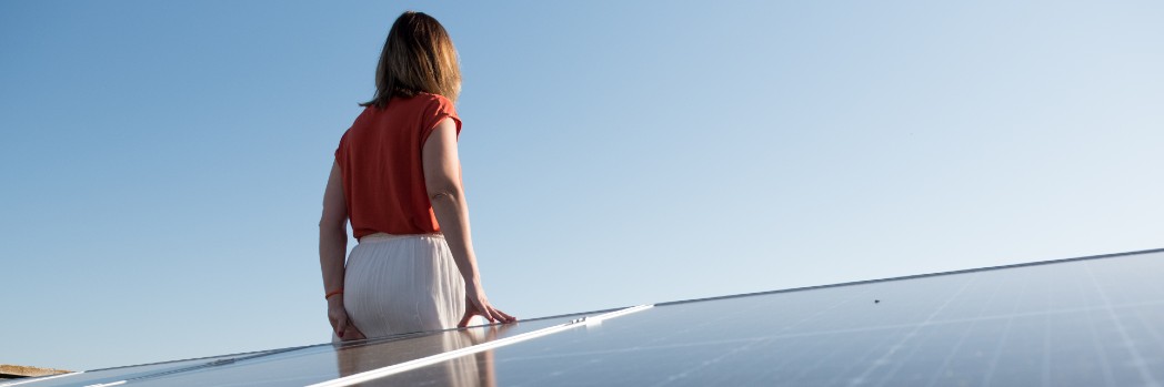 Solar panels on the roof of the Colegio San Viator in Madrid