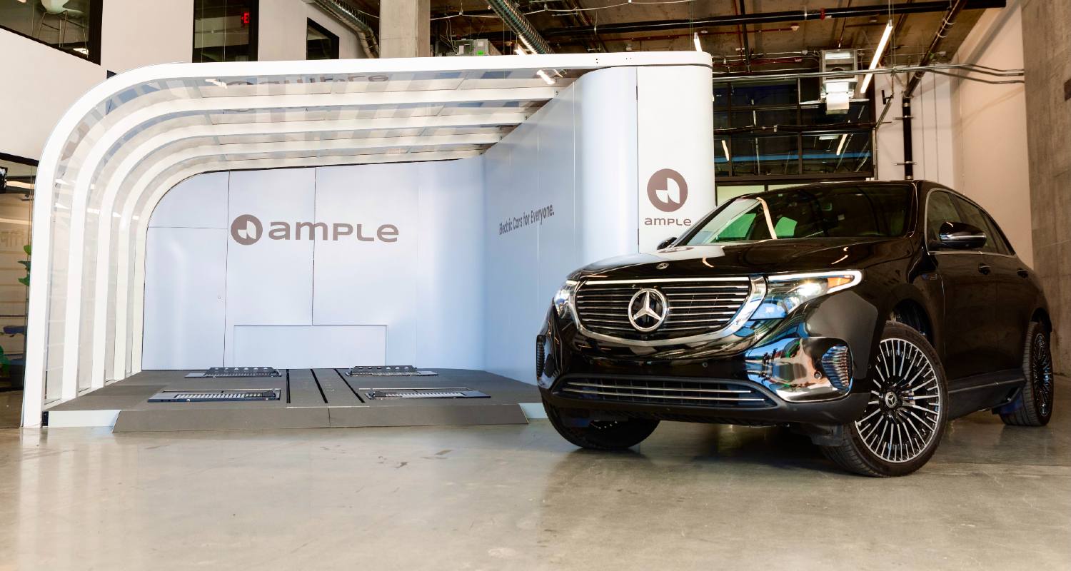 An Ample stand with a Mercedes