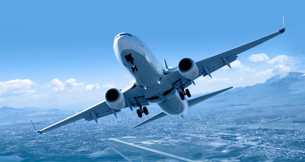 An airplane flying in the sky