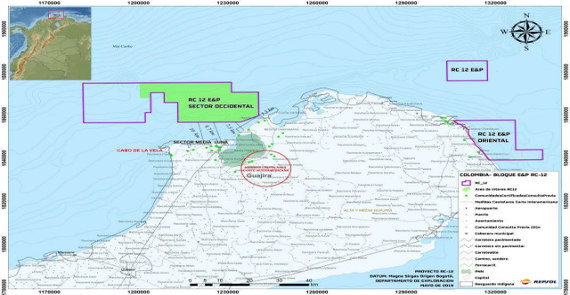 Mapa de localización del proyecto en la Guajira 