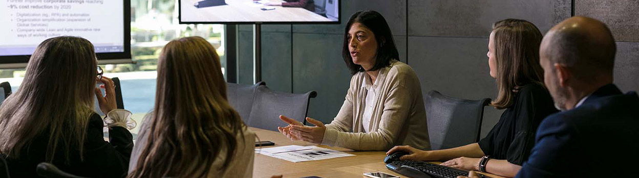Woman speaking in a meeting